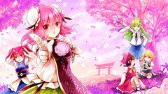 Multicolor anime girls kochiya sanae hakurei reimu touhou 