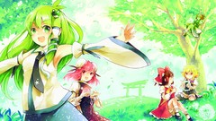 Multicolor anime girls kochiya sanae hakurei reimu touhou 