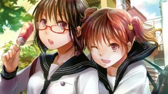 Multicolor anime girls school uniforms meganekko fuji choko 