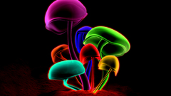 Multicolor cgi mushrooms