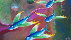Multicolor fish artwork watercolor