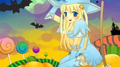 Multicolor Halloween brooms Anime