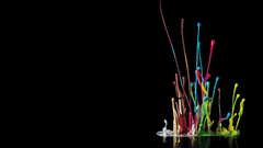 Multicolor liquid rainbows splashes