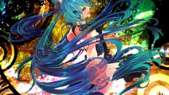 Multicolor long hair anime girls hatsune miku vocaloid striped 