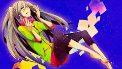 Multicolor long hair barefoot gray eyes anime girls hatsune 