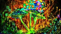 Multicolor mushrooms artwork