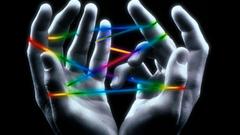Multicolor palm hands digital