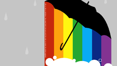 Multicolor text rainbows Umbrellas