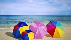 Multicolor Umbrellas Sea Beaches