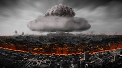 mushroom clouds apocalyptic digital art atomic bomb