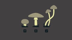 Mushrooms funny minimalistic grey background