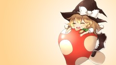 Mushrooms hats Chibi Ribbons blondes anime girls closed eyes 