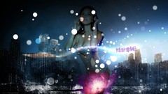 Music abstract earphones cityscapes olivia munn