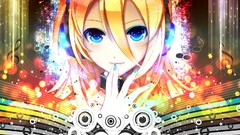 Music abstract headphones circles faces stripes blondes 