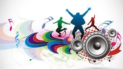 Music abstract notes speakers