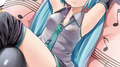 Music Anime skirts blue hair anime girls blue eyes hatsune miku 