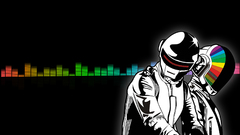 Music artwork daft punk colorful helmet selective coloring