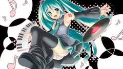 Music ass headphones stockings blue hair smiling anime girls 