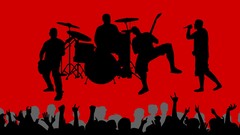 Music band crowd red background shadows vectors