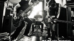 Music band Men woman guitars sick puppies brunettes music bands 