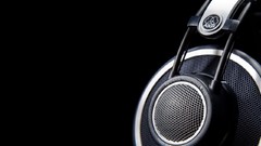 Music black background earphones