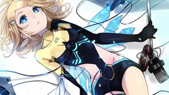 Music blondes microphones anime girls blue eyes vocaloid 