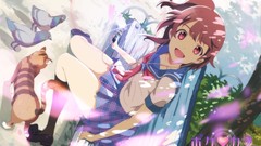 Music cats Birds headphones Anime red eyes anime girls 