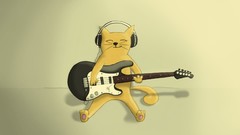 Music cats headphones guitars smiling artwork playing music