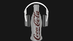 Music design gray background headphones barcode coca-cola 