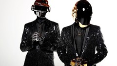 Music DJ French white background daft punk helmets