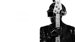 Music DJ French white background daft punk helmets guitars