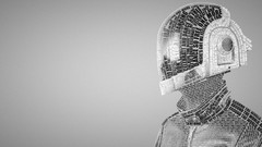 Music DJ Typography daft punk helmets grayscale typographic 