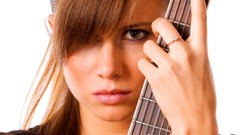 Music eyes woman lips rocks guitars guitarists brunettes models