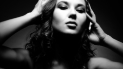 Music girl headphones brunette