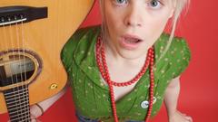 Music guitar funny blonde open-moth