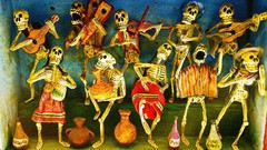 Music Halloween instruments skeletons figurines