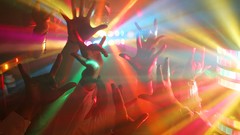 Music hands dancing party multicolor