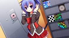 Music headphones Anime blue hair anime girls school uniforms 