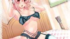 Music headphones Anime red eyes pink hair anime girls super 