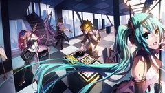 Music headphones lips tie bands instruments guitars blondes 