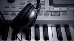 Music headphones monochrome keyboards