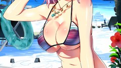 Music headphones red eyes Beaches pink hair anime girls super 