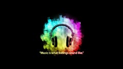 Music headphones sound black background multicolor feeling