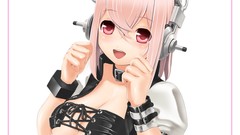Music headphones super sonico ecchi Simple Background