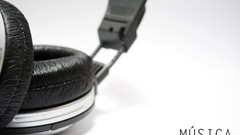 Music headphones white background monochrome