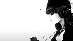 Music headphones white background monochrome artwork