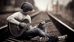 Music jeans hats Boys! lonely guitars playing trains