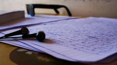 Music paper glasses writing earphones