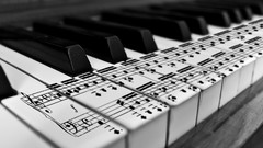 Music piano notes grayscale