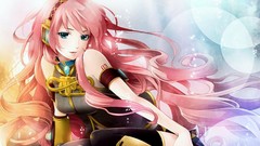 Music pink hair listening vocaloid megurine luka